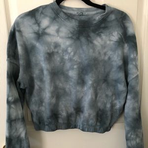Tie die crewneck cinched waist